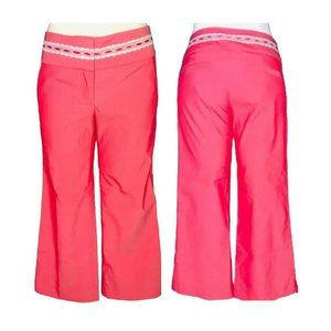 BEBE Women's Lace Detailed Waistband Crop Ankle Pants In Rhubarb Size 4
